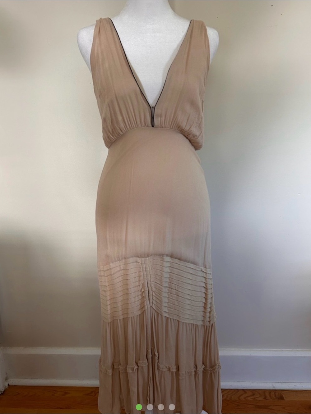 Aura Sleeveless Deep V Maxi Dress in Beige-Taupe